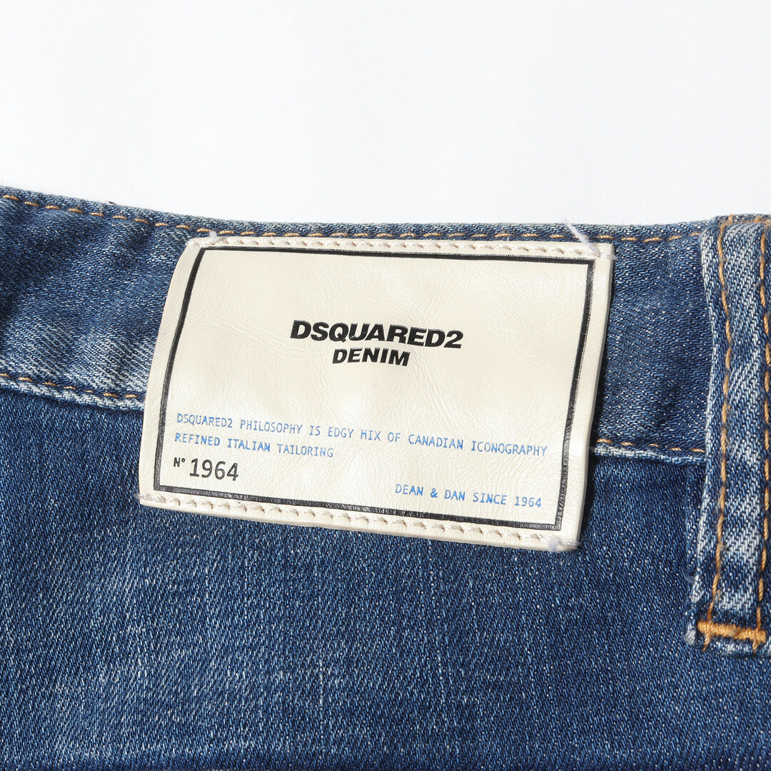 DSQUARED2 ディースクエアード デニムパンツ サイズ:42 20SS ダメージ 加工 DSQ2 ロゴ ボタン ストレッチ スキニー デニム  パンツ SKATER JEAN S71LB0747 S30342 スケーター ジーンズ インディゴ イタリア製 ボトムス ズボン ...