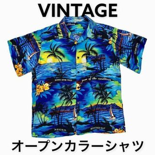 《激レア》JoeMarlin☆半袖シャツ L 総柄 ブルー 青色