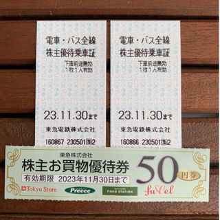 東急★電車・バス全線株主優待乗車証★2枚(鉄道乗車券)