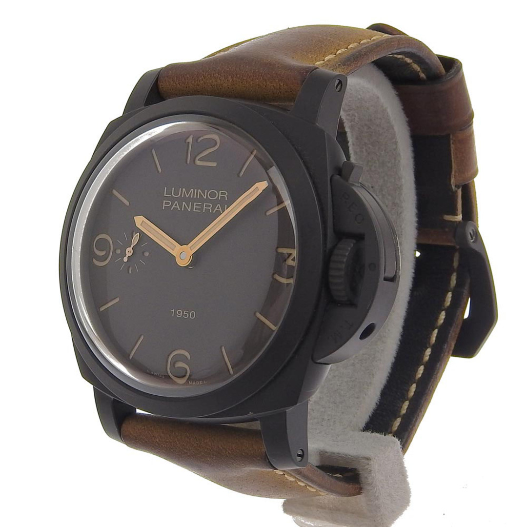 【PANERAI】パネライ ルミノール1950 3DAYS  限定2000本 PAM00375 レザー×コンポジット 茶 手巻き スモールセコンド メンズ ブラウン文字盤 腕時計