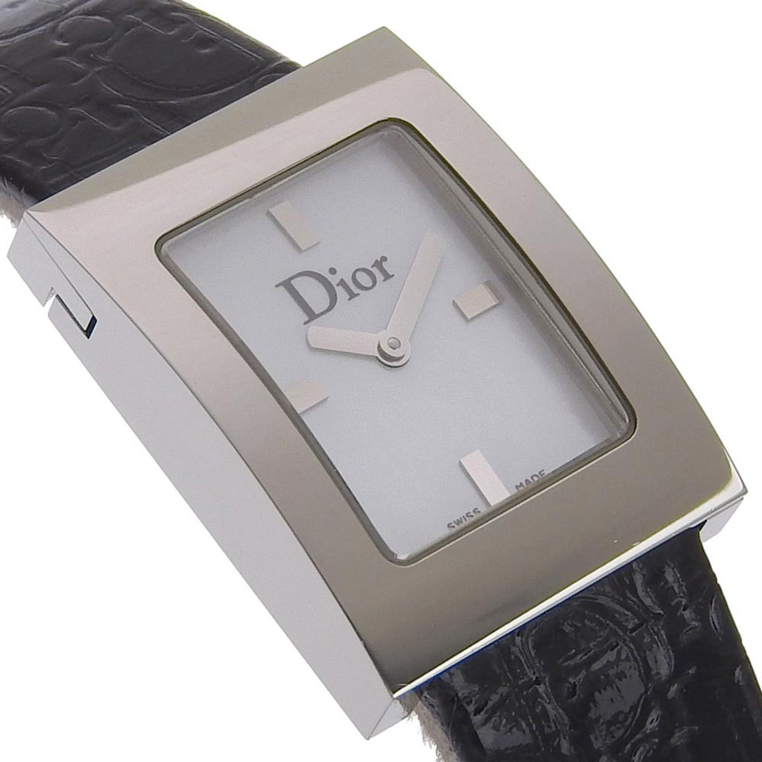 【Dior】クリスチャンディオール マリス D78-109 ステンレススチール×レザー シルバー クオーツ アナログ表示 レディース  ホワイトシェル文字盤 腕時計
