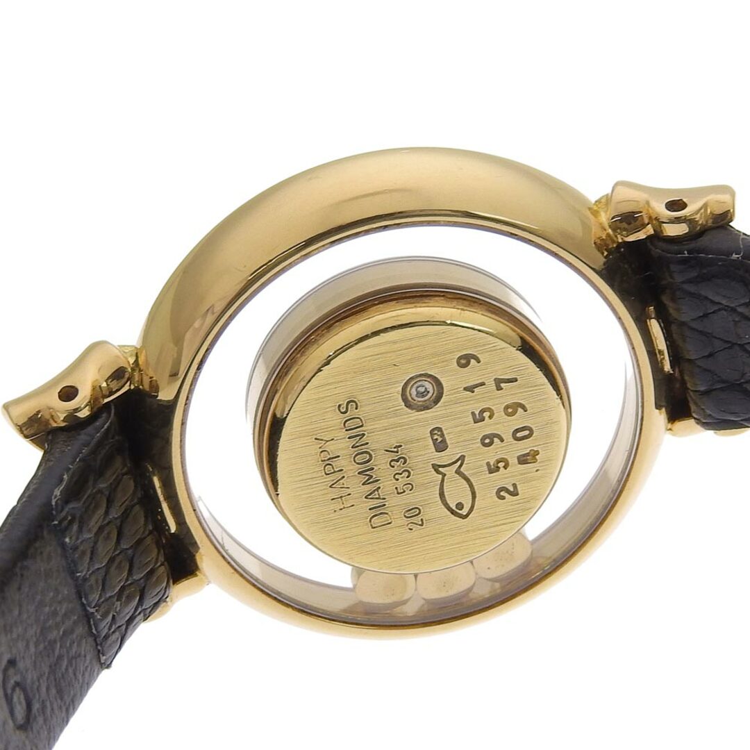 Chopard(ショパール)の【Chopard】ショパール ハッピーダイヤモンド リボン 205334 K18イエローゴールド×レザー 黒 クオーツ アナログ表示 レディース ゴールド文字盤 腕時計 レディースのファッション小物(腕時計)の商品写真