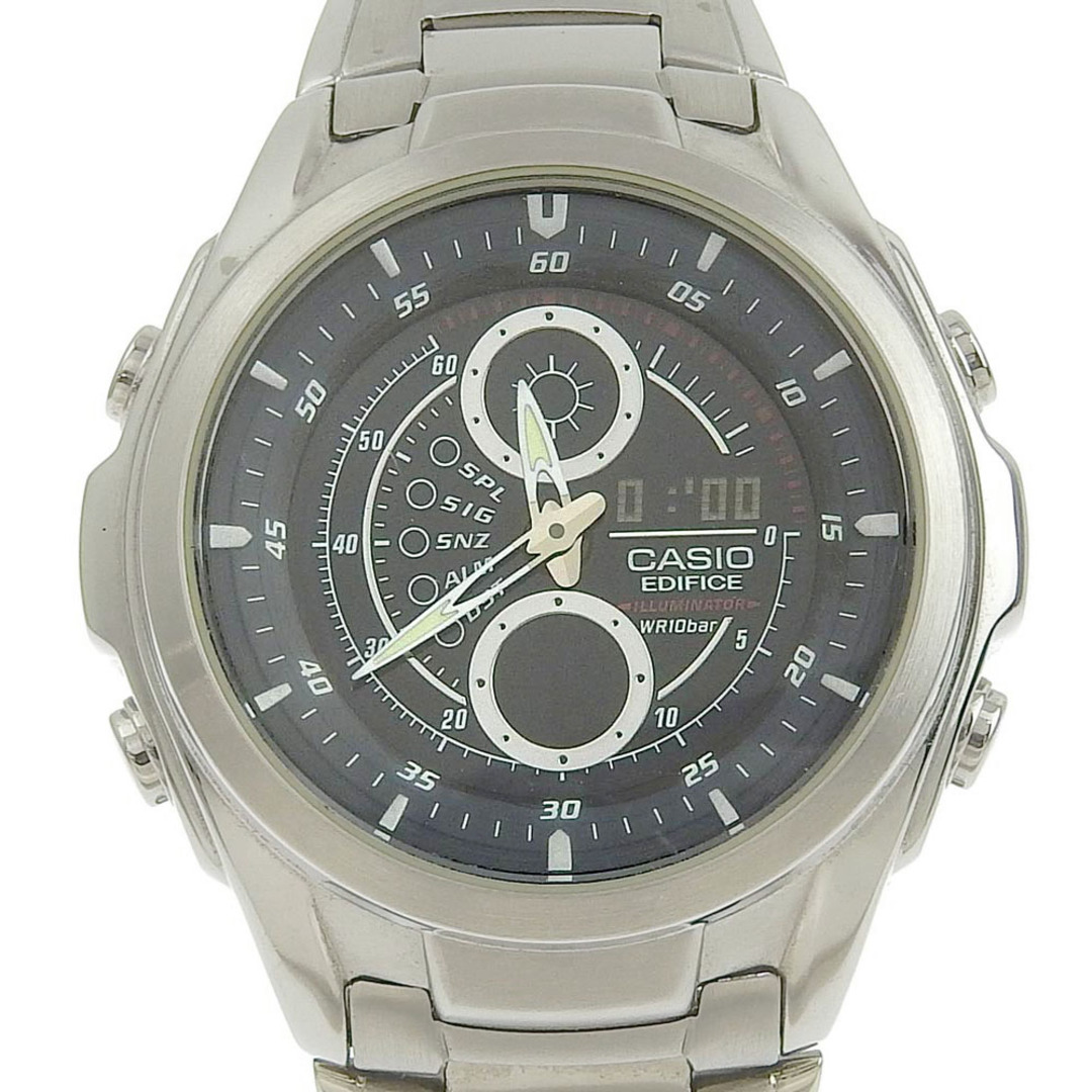 【CASIO】カシオ EDIFICE EFA-116 ステンレススチール シルバー クオーツ アナデジ表示 メンズ 黒文字盤 腕時計
