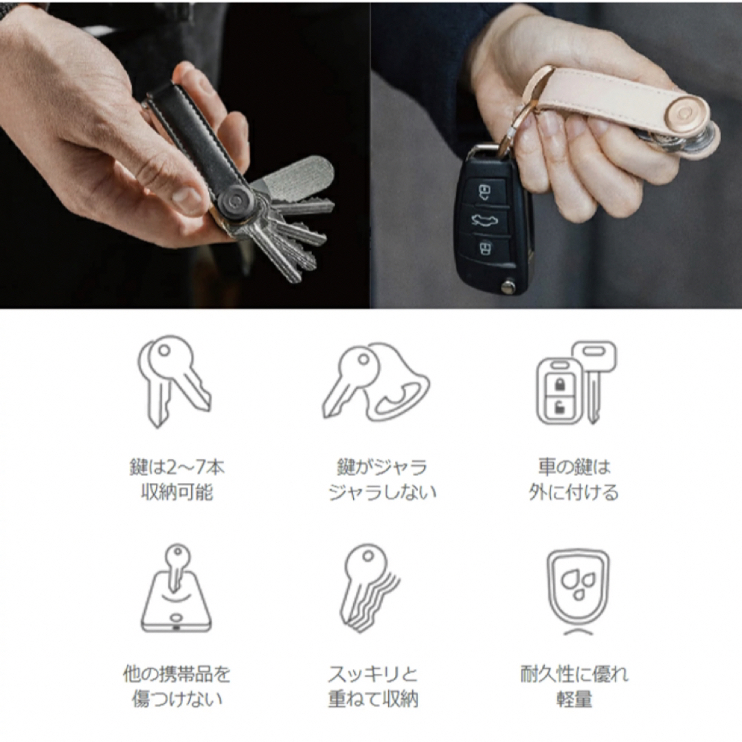 ACTUS(アクタス)の【新品未使用】ORBITKEYキーオーガナイザー茶色レザー牛革コニャック/タン メンズのファッション小物(キーケース)の商品写真