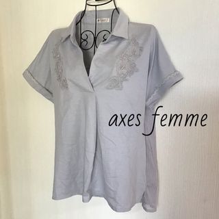 アクシーズファム(axes femme)のaxes femme トップスフラワー刺繍 背中レース Mサイズ / USED(カットソー(半袖/袖なし))