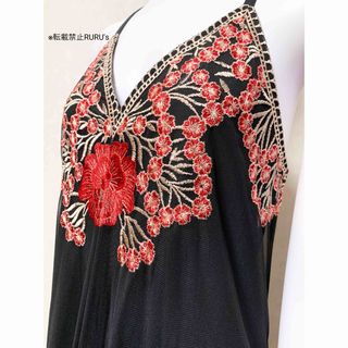 新品 alice+olivia 刺繍チュールレース マキシロングワンピースドレス