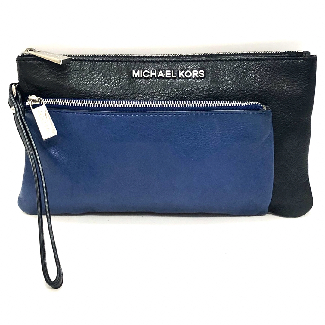 Michael Kors(マイケルコース)のマイケルコース　青黒　レザー　クラッチ　ポーチ　バイカラー　18668411 レディースのバッグ(クラッチバッグ)の商品写真