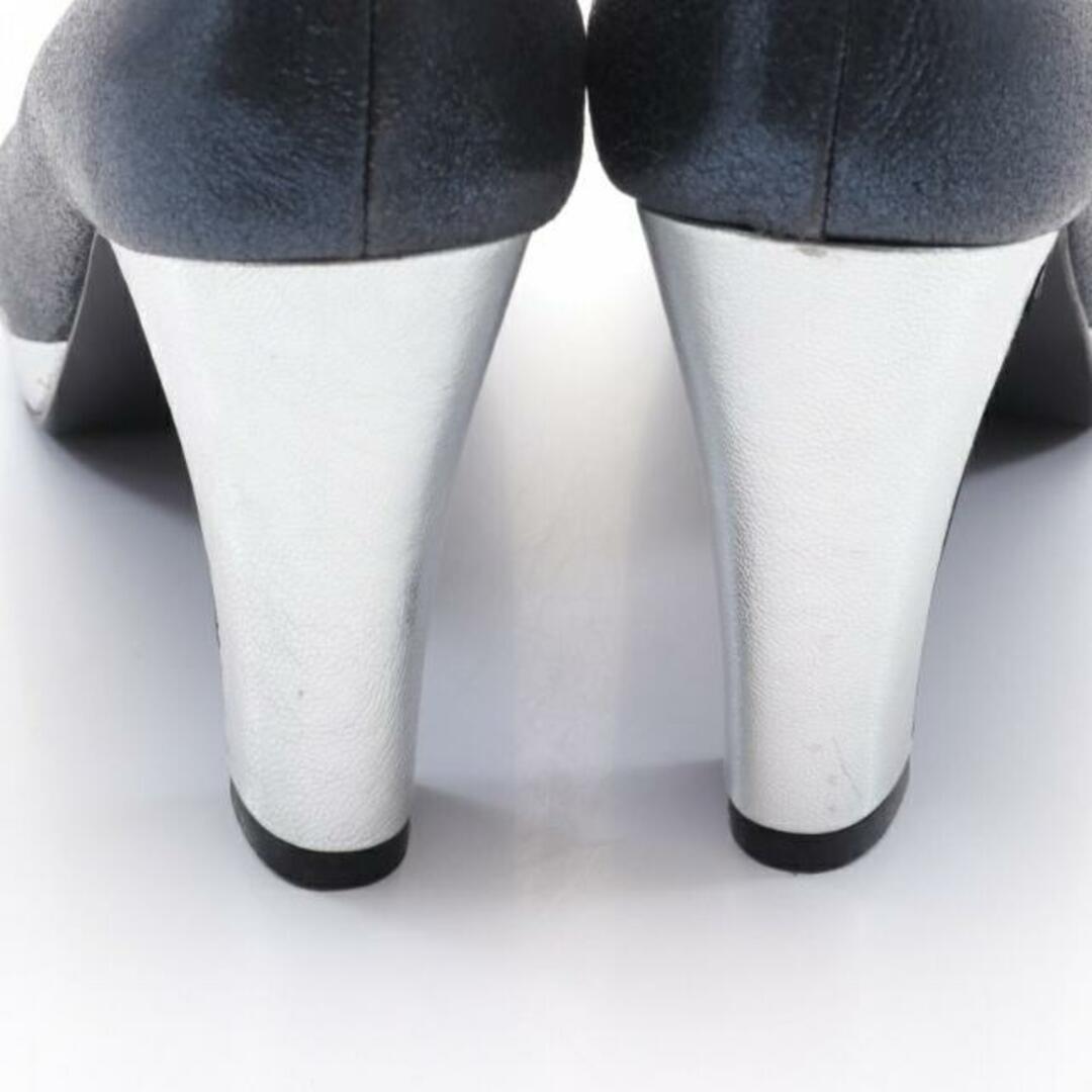 LANVIN COLLECTION(ランバンコレクション)の パンプス レザー ダークネイビー シルバー アンクルストラップ レディースの靴/シューズ(ハイヒール/パンプス)の商品写真
