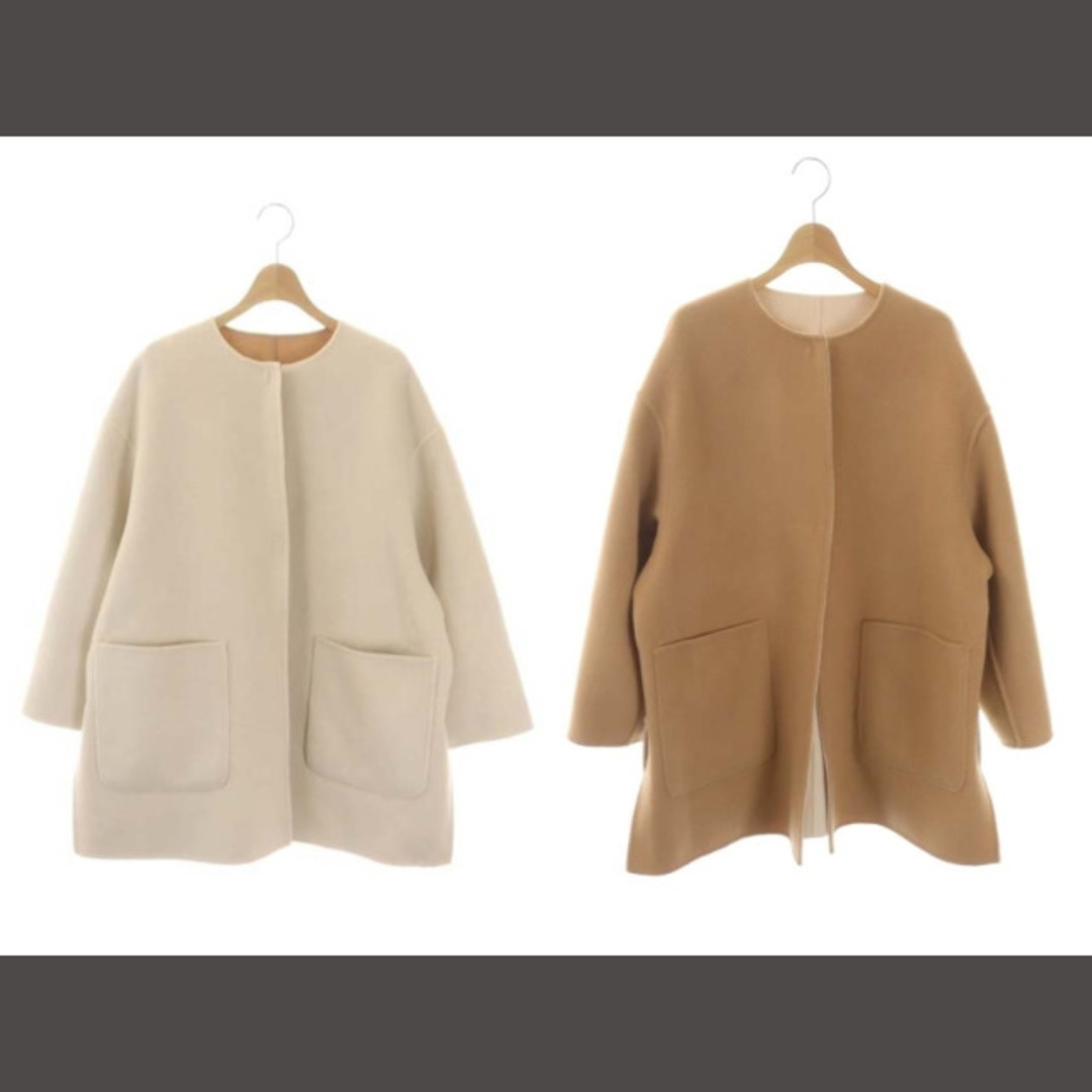 ユナイテッドアローズ 22AW バイカラー リバーシブル ノーカラーコート 38795cmゆき丈