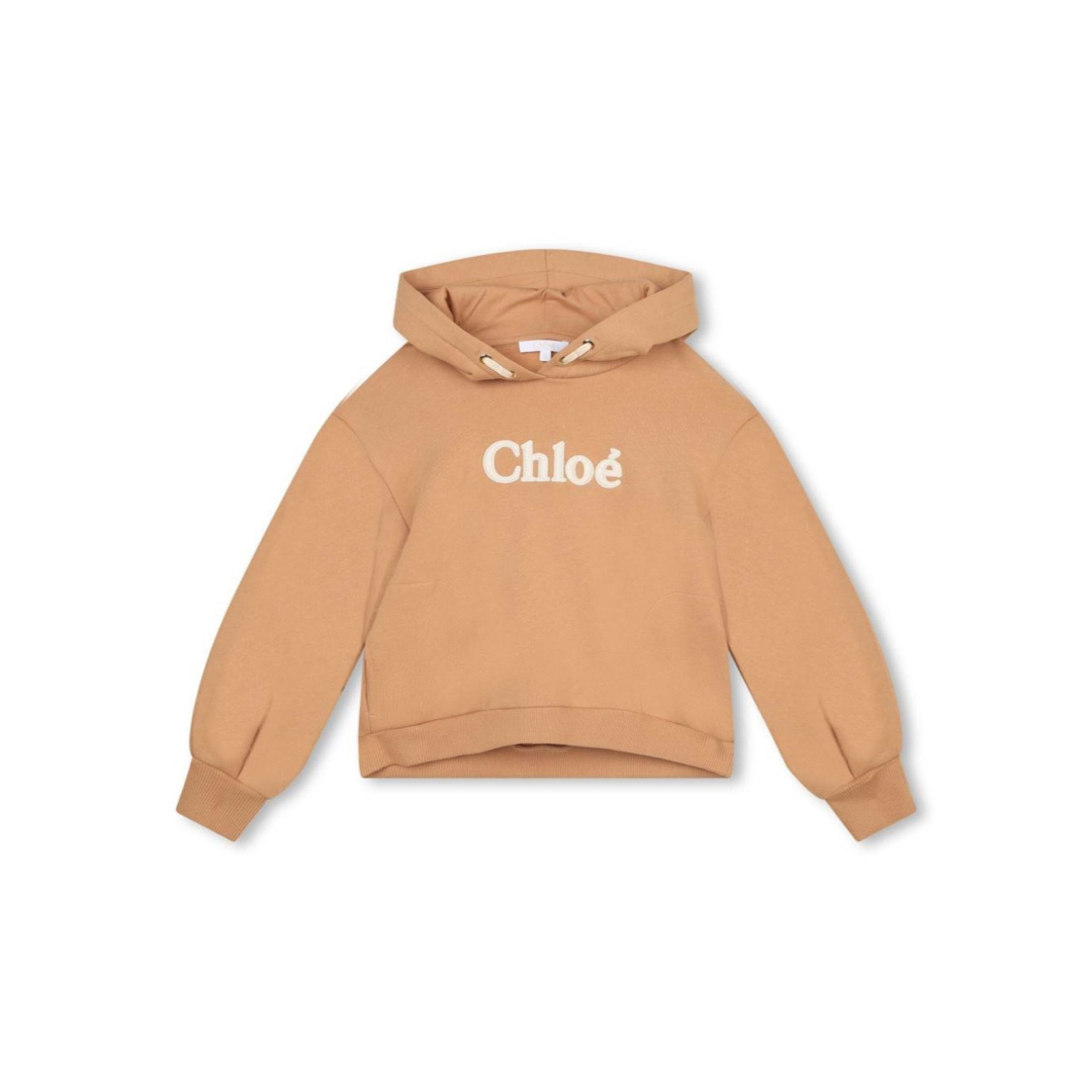新品】Chloe クロエ パーカー 12Y キャメル フーディ ロゴ刺繍付き 新品】Chloe クロエ パーカー 12Y キャメル フーディ ロゴ刺繍付き
