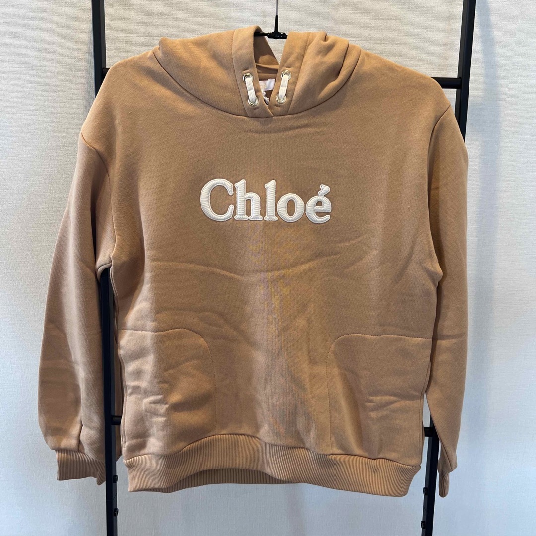 【新品】Chloe クロエ パーカー 12Y キャメル フーディ ロゴ刺繍付き