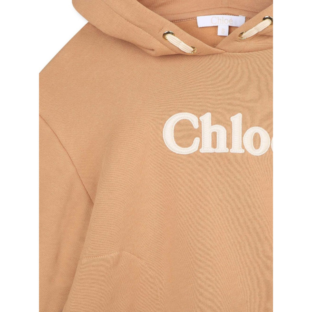 新品】Chloe クロエ パーカー 12Y キャメル フーディ ロゴ刺繍付き 新品】Chloe クロエ パーカー 12Y キャメル フーディ ロゴ刺繍付き