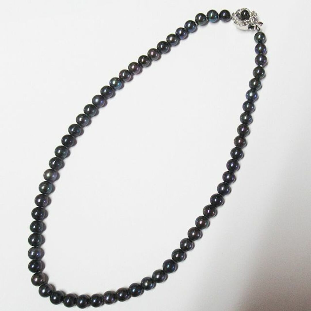 黒染:本真珠φ6.5～7mm玉ネックレス(42cm) | フリマアプリ ラクマ