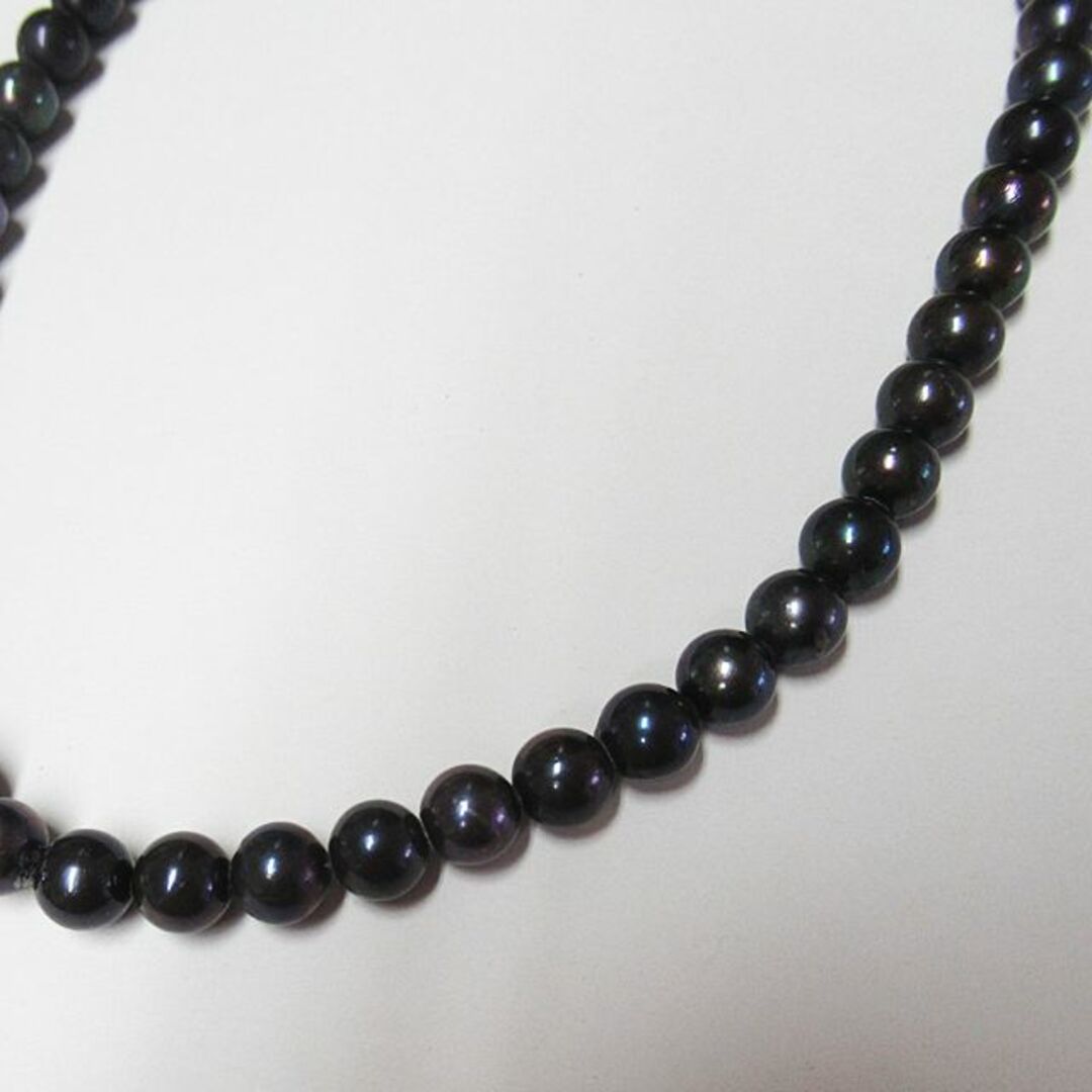 黒染:本真珠φ6.5～7mm玉ネックレス(42cm)-