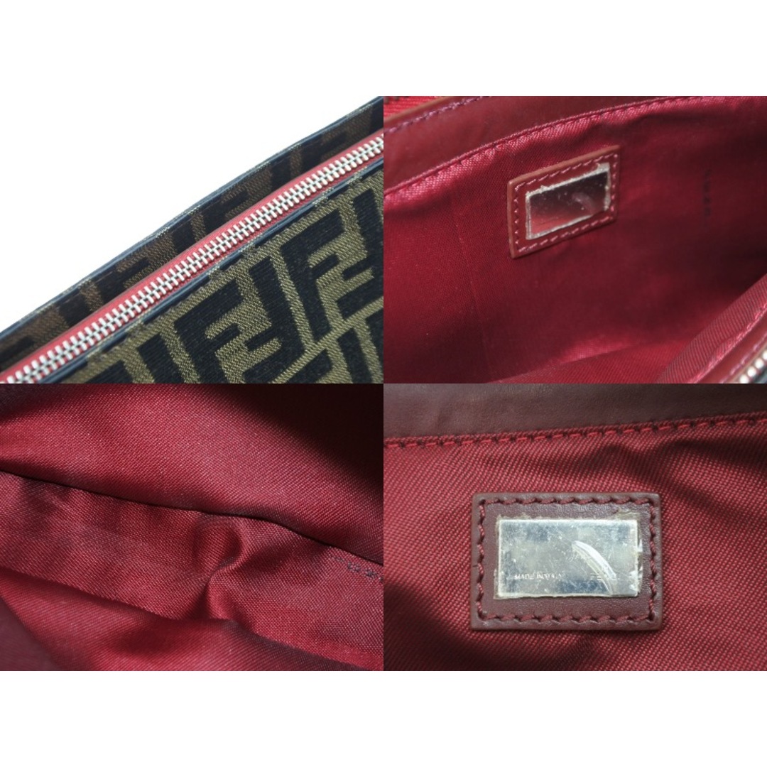 FENDI フェンディ ハンドバッグ ワンショルダー ズッカ ブラウン キャンバス レザー 8BR207 シルバー金具 美品 中古 52427