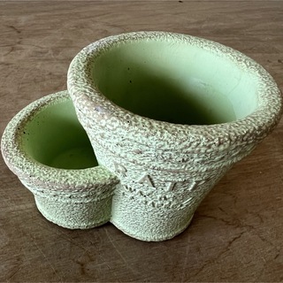 陶器鉢メーカー処分ミニミニ2段植え込み穴有りミントグリーン(プランター)