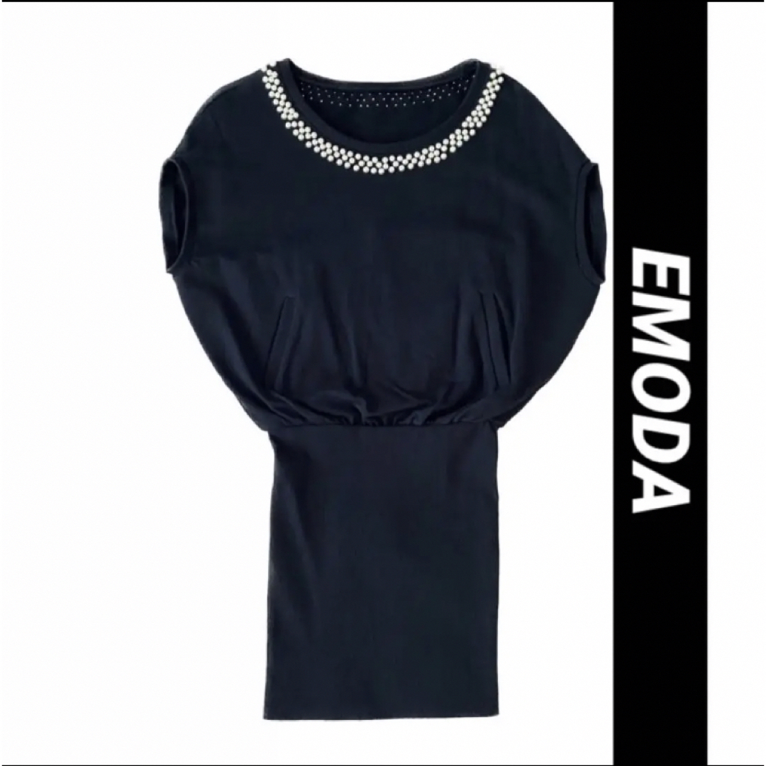 EMODA(エモダ)のEMODA エモダ　パール付き ワンピース　レディース　ブラック レディースのワンピース(ひざ丈ワンピース)の商品写真