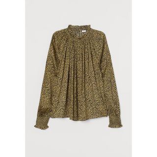 エイチアンドエム(H&M)のH&M ♡ フリルカラーワイドブラウス カーキ×レオパード(シャツ/ブラウス(長袖/七分))