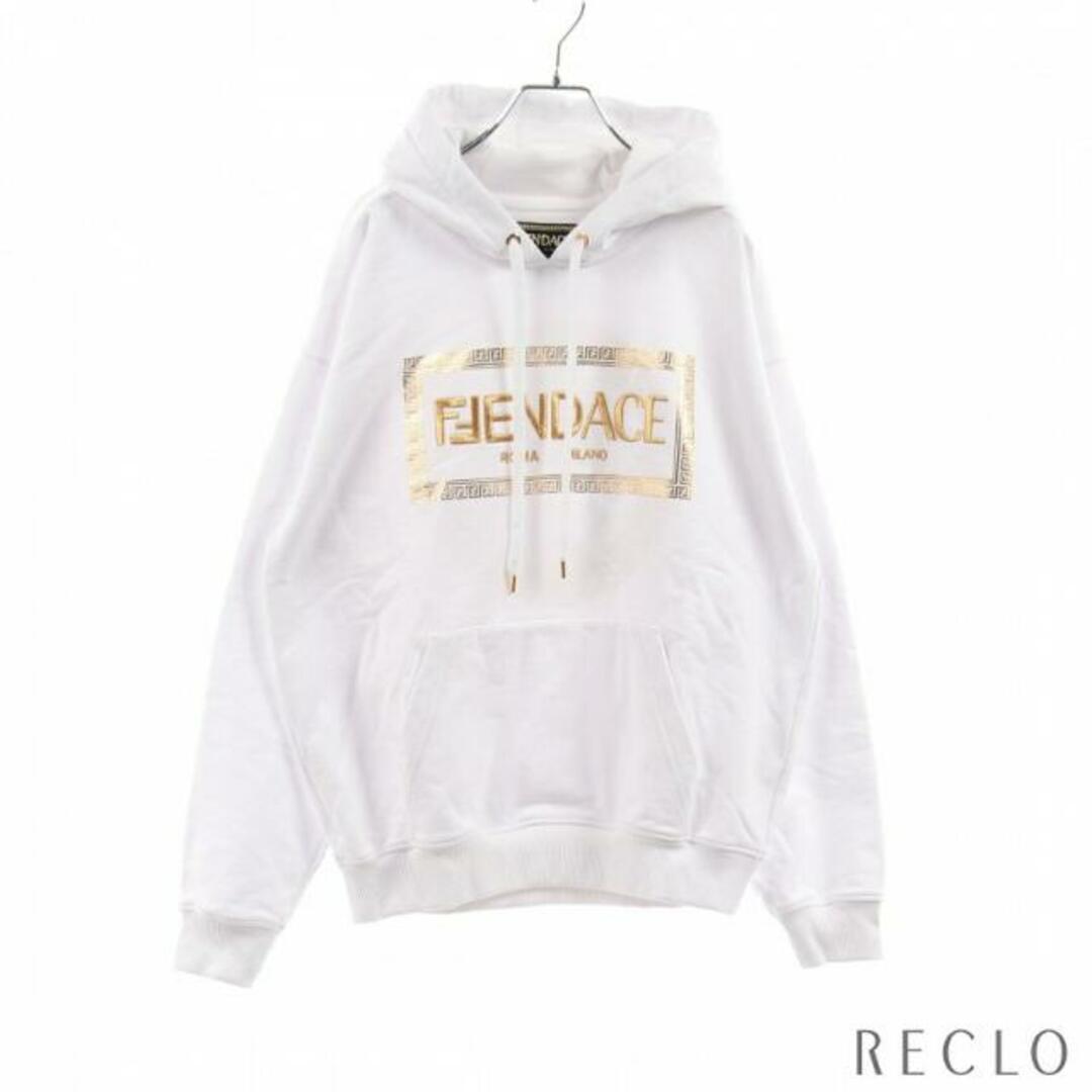 FENDI × VERSACE Jersey Logo Sweatshirt プルオーバーパーカー ホワイト ゴールド57cm袖丈