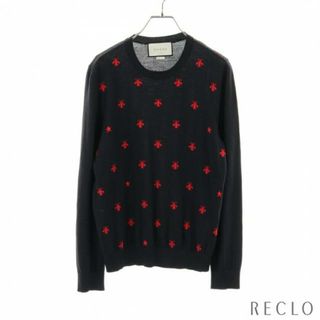 グッチ(Gucci)の ニット クルーネック ウール ネイビー レッド(ニット/セーター)