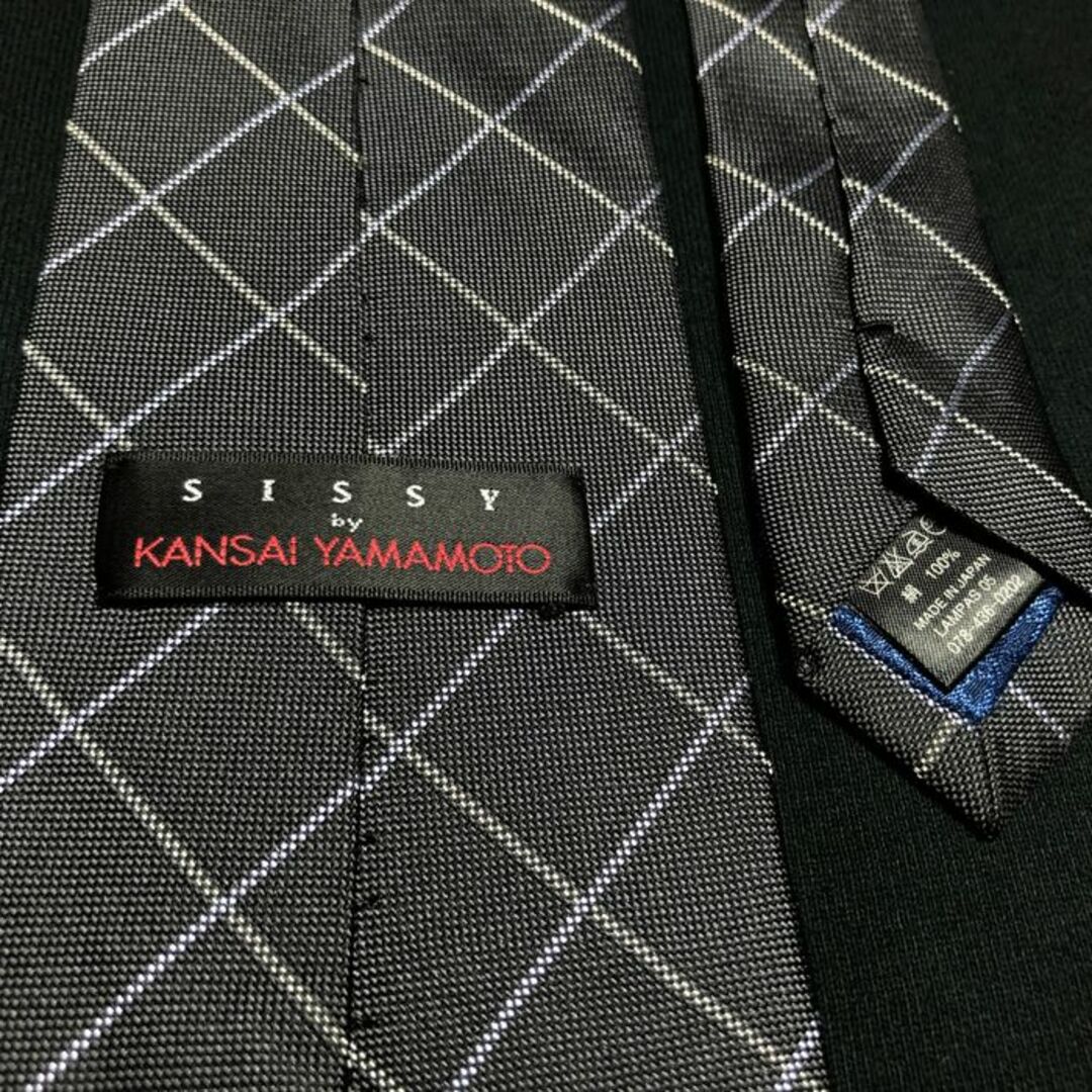 Kansai Yamamoto(カンサイヤマモト)のカンサイヤマモト チェック ダークグレー ネクタイ A106-G05 メンズのファッション小物(ネクタイ)の商品写真