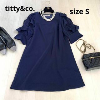 ティティアンドコー(titty&co)のtitty&co. 袖レースフリルワンピース(ひざ丈ワンピース)