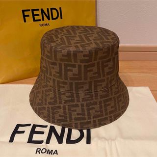 フェンディ(FENDI)のFENDI ブラウンファブリック ハット S(ハット)