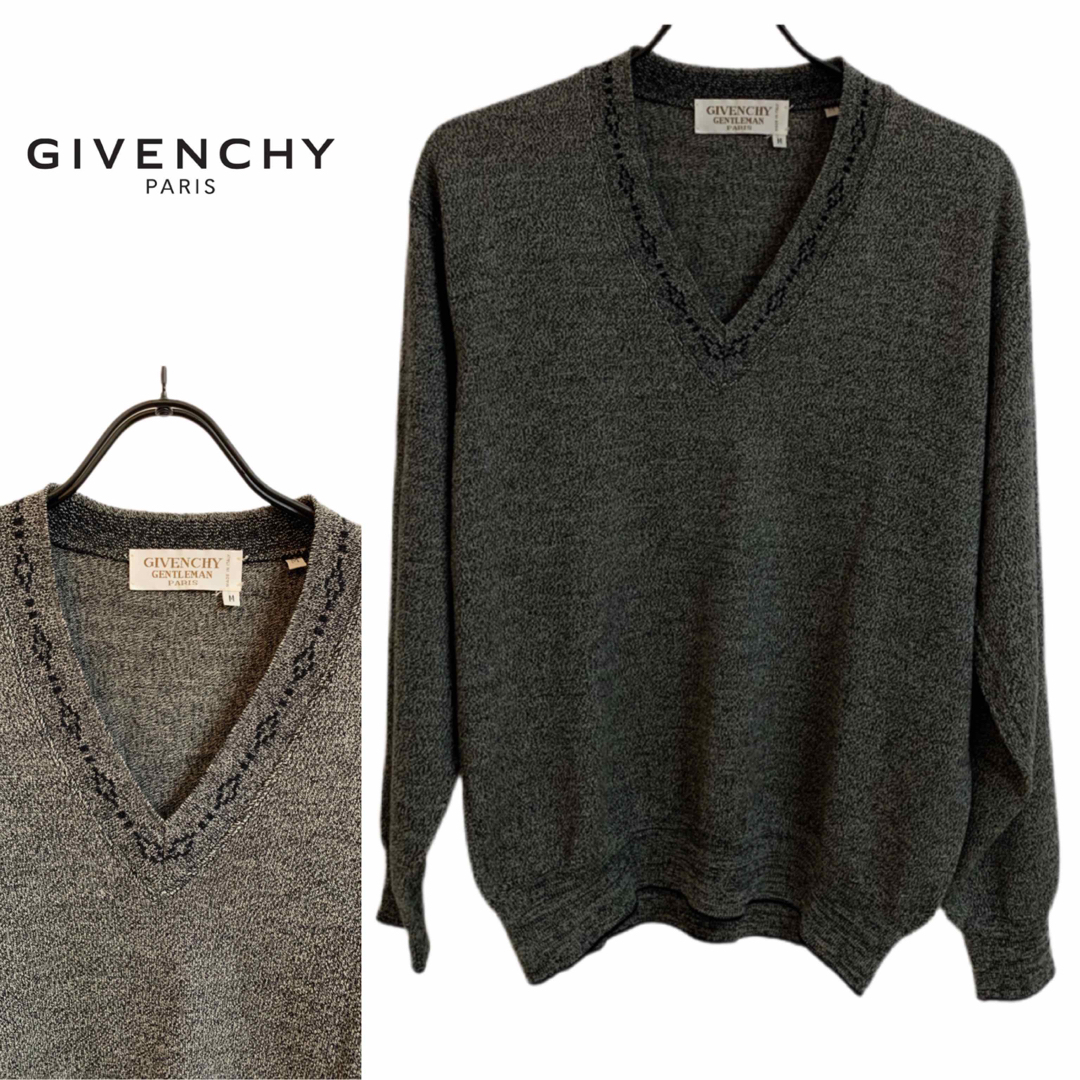 GIVENCHY PARIS VINTAGE 80s イタリア製 Vネックニット-