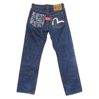 エビス(EVISU)のEVISU エヴィス 5003 Paris パリ 白カモメペイント 龍 戎抜き染め セルビッチ デニム ジーンズ インディゴブルー系 34【中古】(デニム/ジーンズ)