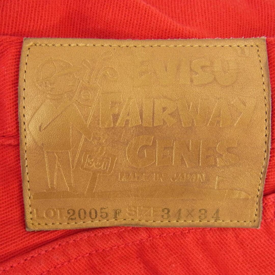 EVISU(エビス)のEVISU エヴィス FAIRWAY GENES フェアウェイ ジーンズ  ドットカモメ刺繍 パンツ 赤 レッド系 34【中古】 メンズのパンツ(デニム/ジーンズ)の商品写真