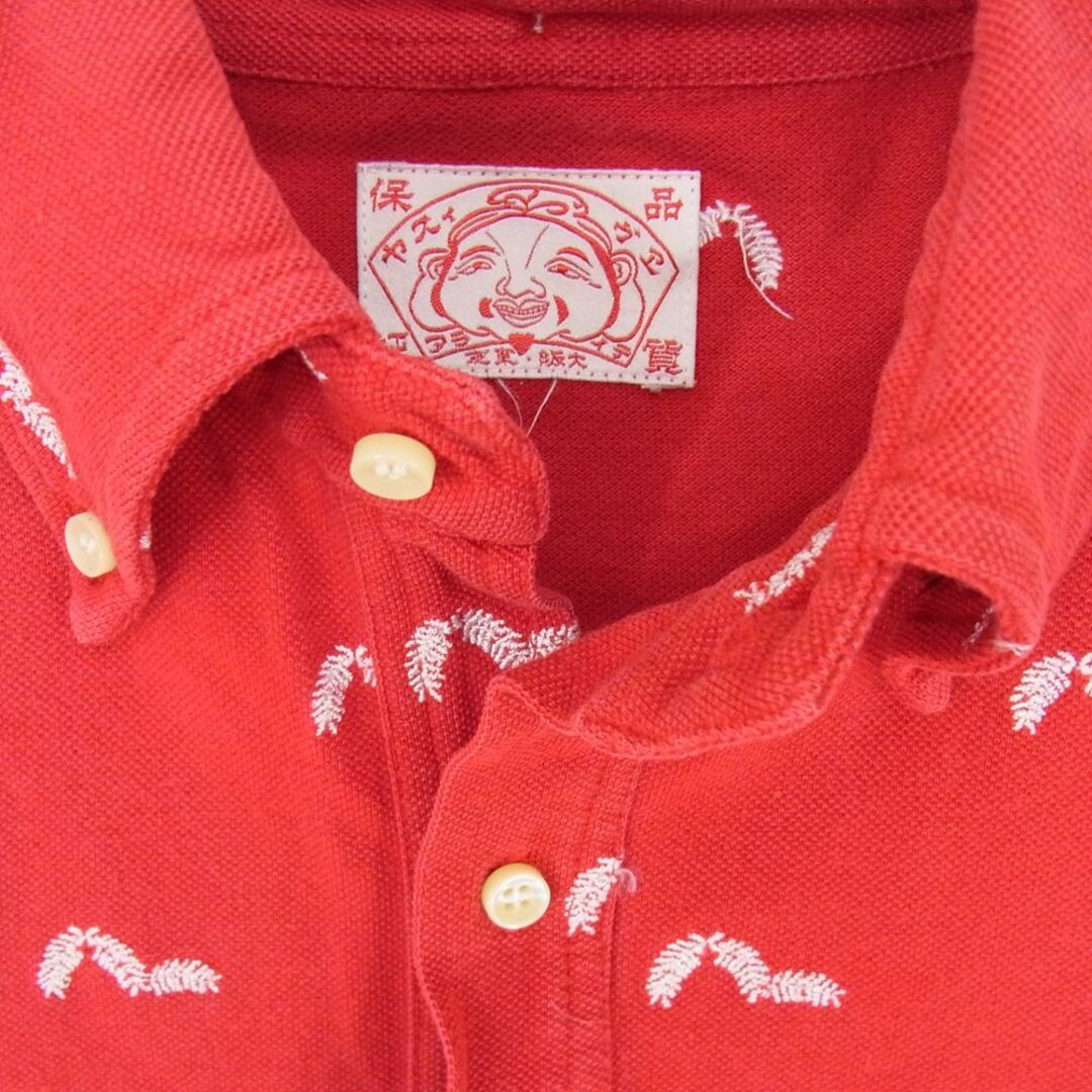 EVISU(エビス)のEVISU エヴィス 総柄 刺繍 半袖 BD ポロ シャツ レッド系 サイズ表記無【中古】 メンズのトップス(ポロシャツ)の商品写真