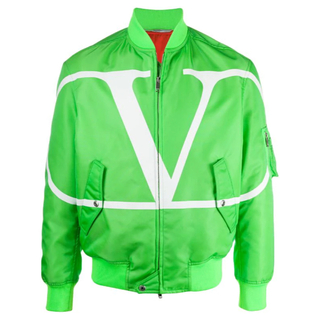 Valentino Vロゴ　ジャケット　グリーン Mサイズ　バレンティノ(ダウンジャケット)