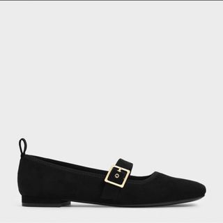 チャールズアンドキース(Charles and Keith)のクロックエフェクト スクエアトゥメリージェーンフラット （Black）(ハイヒール/パンプス)