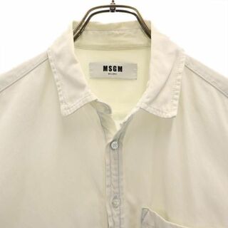 メンズシャツ　青白縦縞　イタリア製　メッサジュリエ　Mサイズ