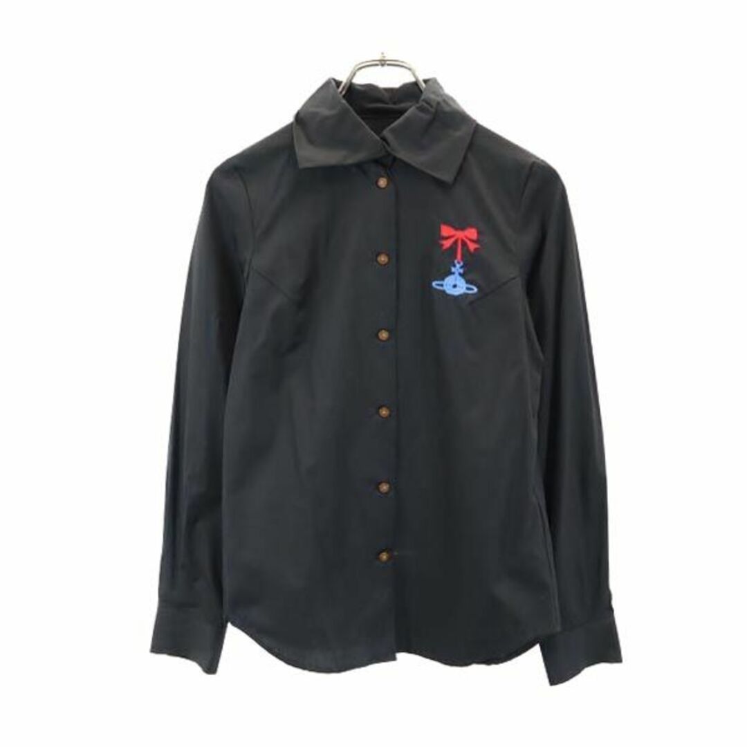 ヴィヴィアンウエストウッド レッドレーベル 日本製 長袖 シャツ 2 ブラック Vivienne Westwood Red Label 刺繍 レディース 【230727】 メール便可