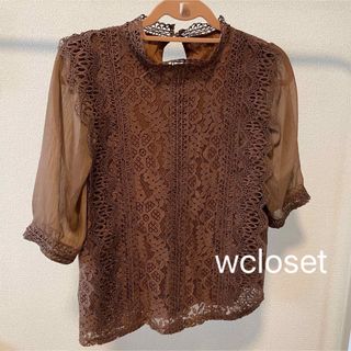 ダブルクローゼット(w closet)のW CLOSET レースブラウス　上品　半袖　レディース　透け感(シャツ/ブラウス(半袖/袖なし))