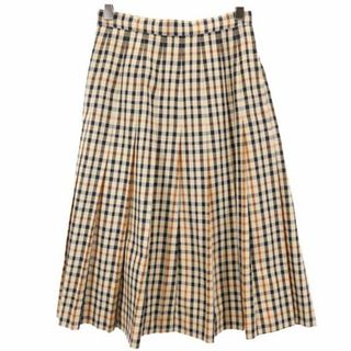 ダックス(DAKS)のダックス 膝丈 プリーツ チェック柄 スカート ベージュ系 DAKS レディース 【中古】  【230727】(ひざ丈スカート)