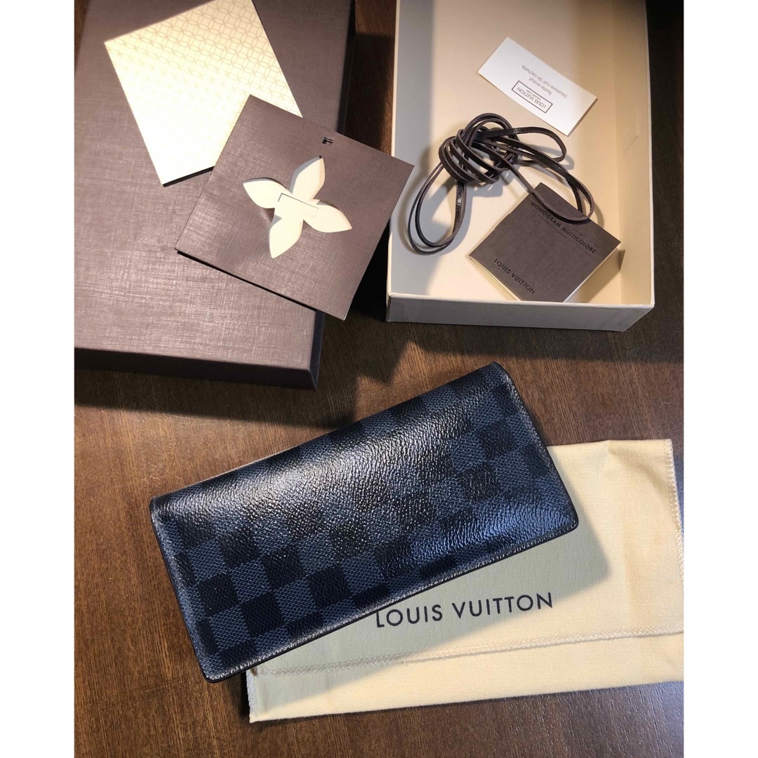 LOUIS VUITTON - ルイヴィトン 長財布 ポルトフォイユ・ブラザ ブルー
