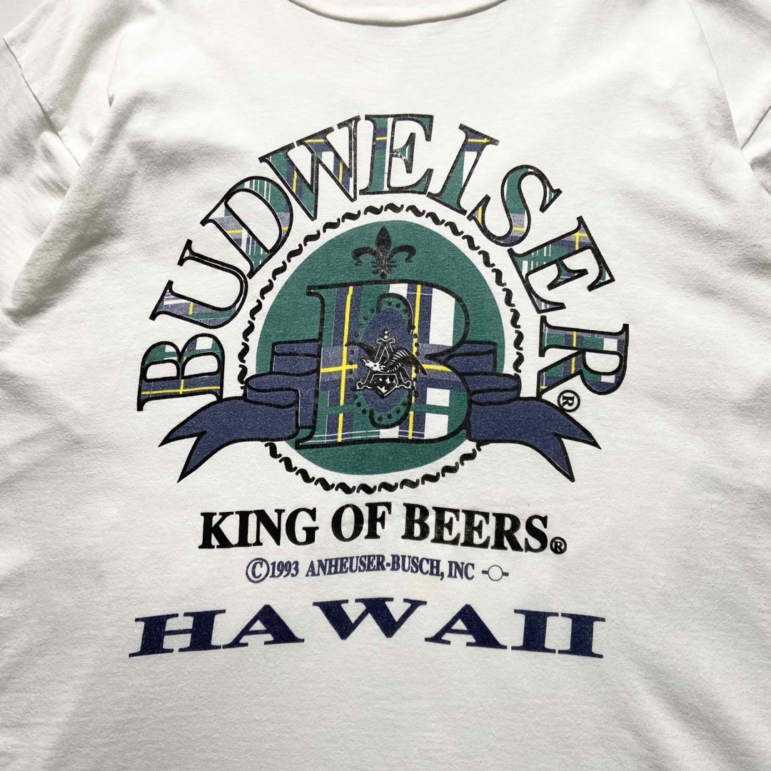 90s USA製 BUDWEISER 半袖Tシャツ シングルステッチ ホワイト メンズのトップス(Tシャツ/カットソー(半袖/袖なし))の商品写真