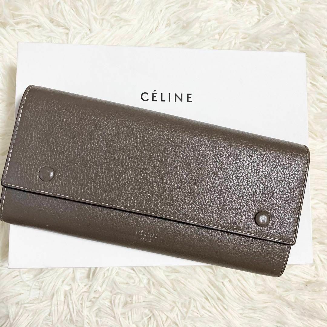 即決 CELINE セリーヌ 長財布 ラージ フラップ マルチファンクション-