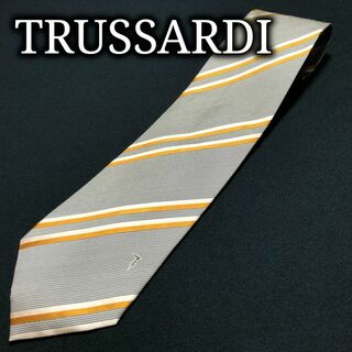 トラサルディ(Trussardi)のトラサルディ ロゴレジメンタル グレー ネクタイ A106-H20(ネクタイ)