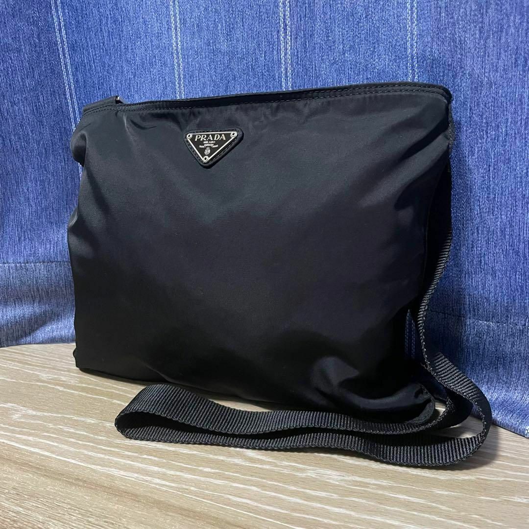 訳あり PRADA プラダ ショルダーバッグ ナイロン 三角プレート