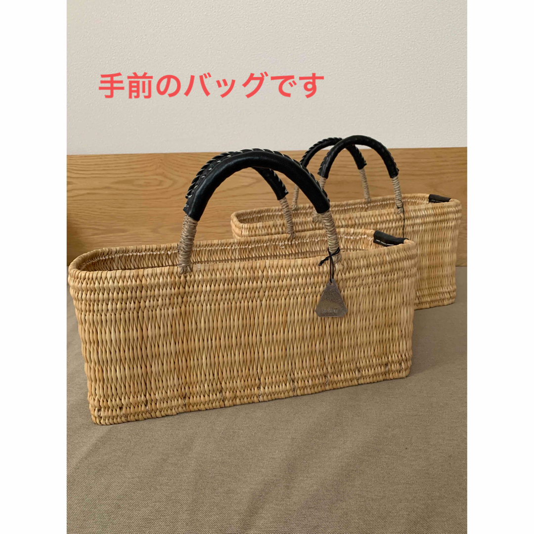 新品　warang wayan ストローかごバッグ 浅型 M 黒 ワランワヤン