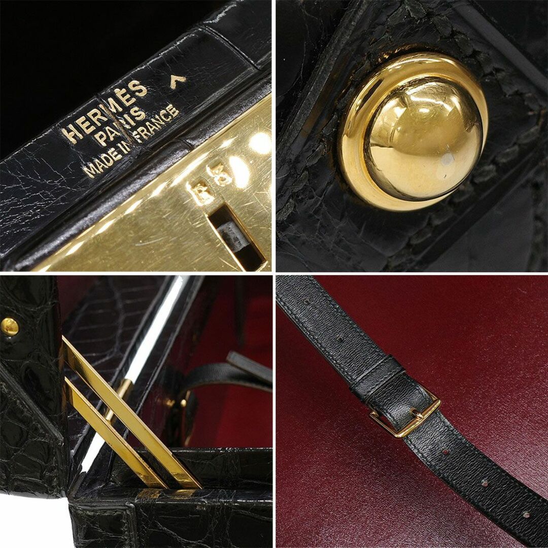 極美品 エルメス □C 刻印 ポロサス クロコダイル レザー ショルダー ストラップ ゴールド 金具 バッグ メンズ レディース ENT 1106-N1