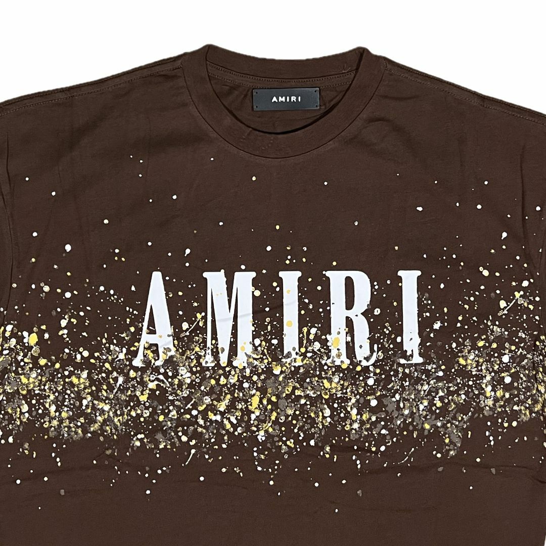 AMIRI(アミリ)のAMIRI アミリ イエローペイント ブリーチ 半袖 Tシャツ ブラウン S メンズのトップス(Tシャツ/カットソー(半袖/袖なし))の商品写真