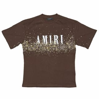 アミリ(AMIRI)のAMIRI アミリ イエローペイント ブリーチ 半袖 Tシャツ ブラウン S(Tシャツ/カットソー(半袖/袖なし))