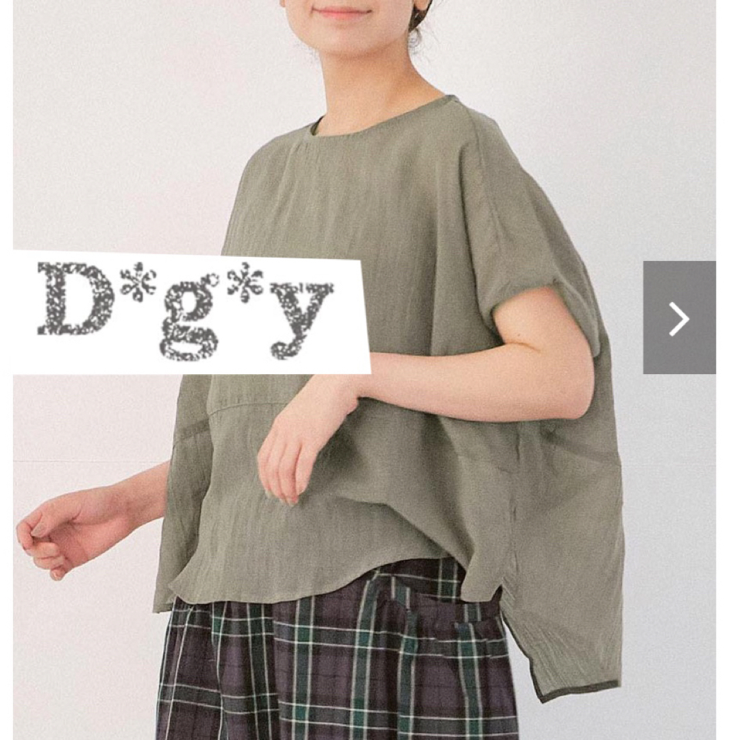 D*g*y 無地ブラウス　ラミーガーゼ　麻　Lサイズ レディースのトップス(シャツ/ブラウス(半袖/袖なし))の商品写真