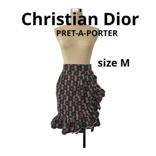 クリスチャンディオール(Christian Dior)のクリスチャンディオール　プレタポルテ　花柄フリルスカート dior Mサイズ(ミニスカート)