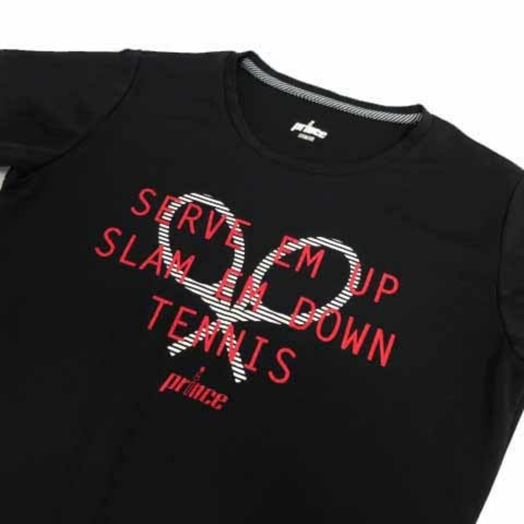 Prince(プリンス)のプリンス Prince Tシャツ 半袖 ロゴプリント ラケット 速乾 黒 L スポーツ/アウトドアのテニス(ウェア)の商品写真