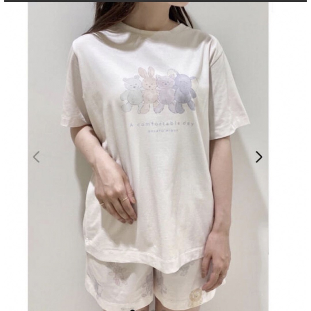 ぬいぐるみワンポイントTシャツ＆ショートパンツSET - ルームウェア